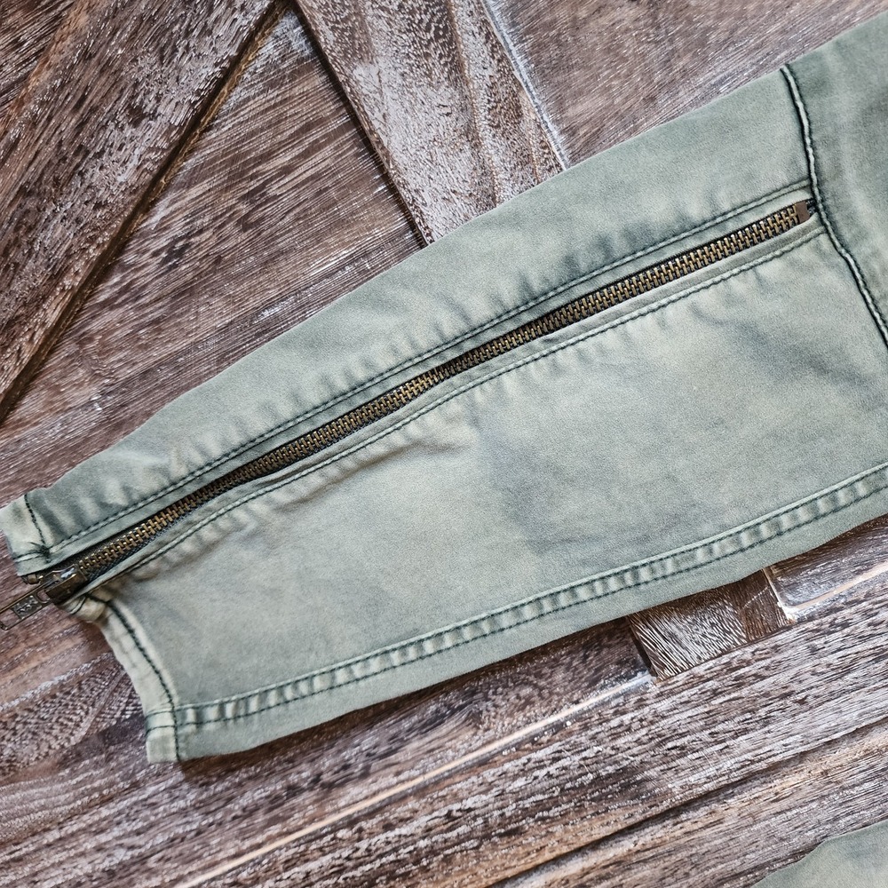Free People Jeans Women's Size 26 Green Skinny Zipper Detail Garment Dyed Soft - Picture 7 of 10